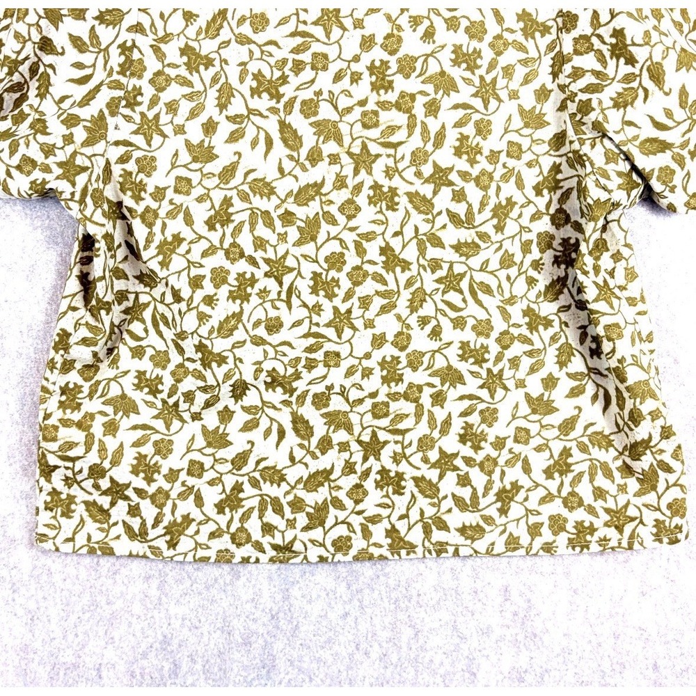 Madewell Batik Vine Floral Blouse Small Puff Sleeve V Neck 100% Cotton Boho - Picture 6 of 11